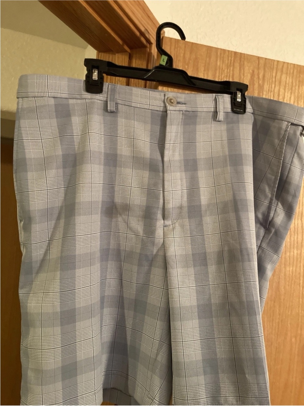 Haggar Shorts Men 42 Blue Striped Free Shipping Longer Length Golf Fish Causal